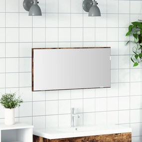 Κρεμαστό Καθρέφτη Ντουλάπας vidaXL με LED Φως Καπνιστή Δρύς 80x37 εκ