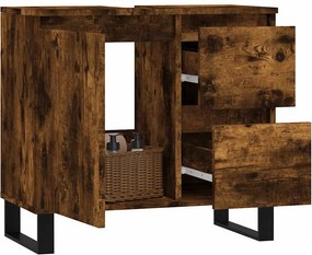 vidaXL Ντουλάπι Μπάνιου Καπνιστή Δρυς 65x33x60 εκ. Επεξεργασμένο Ξύλο