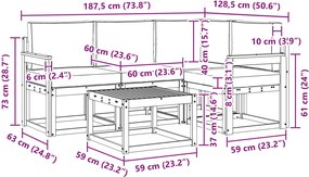 vidaXL Σειρά Καναπέ Εξωτερικού με μαξιλάρι 5 pcs Λευκό και Κρεμ