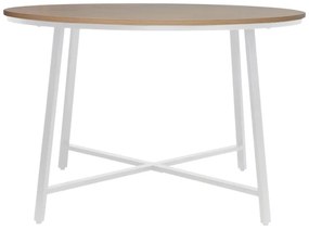 Τραπέζι Gianno pakoworld μελαμίνη σε φυσική απόχρωση και πόδι λευκό μέταλλο Φ120x76εκ