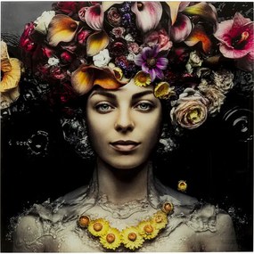 Πίνακας Flower Art Lady Γυάλινος Πολύχρωμο 80x0.4x80εκ