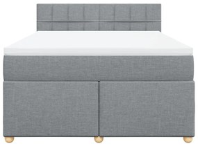 vidaXL Κρεβάτι Boxspring με Στρώμα Ανοιχτό Γκρι 140x190 εκ. Υφασμάτινο