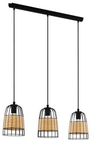 Φωτιστικό Οροφής-Ράγα 'Anwick' 43313 Natural-Black Eglo Rattan, Metal