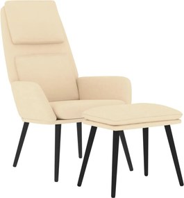 vidaXL Πολυθρόνα Relax Κρεμ Υφασμάτινη με Σκαμπό