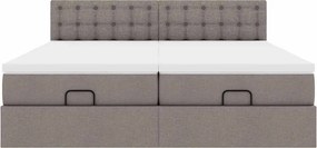 vidaXL Οθωμανικό κρεβάτι με στρώματα Taupe 200x200cm ύφασμα