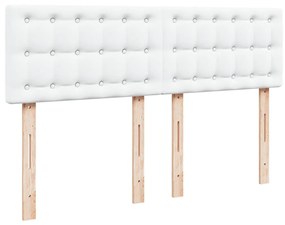 vidaXL Κρεβάτι Boxspring με Στρώμα Λευκό 140x200εκ.από Συνθετικό Δέρμα