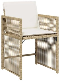 vidaXL Σέτ φαγητού για κήπο 5 pcs Μπεζ συνθετικό ρατάν