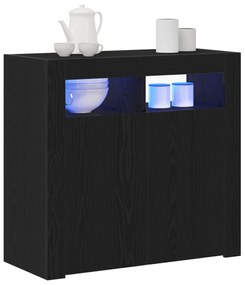 vidaXL Κονσόλα με LED Φώτα Μαύρο Δρυς 80x35x75 εκ από Ξύλο