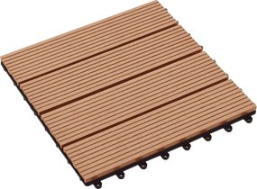 vidaXL Πλάκα Κατασκευής 11 pcs Ξύλο teak 30 x 30 cm WPC