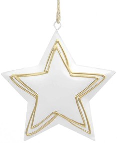Χριστουγεννιάτικο Μεταλλικό Στολίδι Αστέρι Λευκό - Χρυσό 10cm 15049