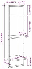 Ραφιέρα Τοίχου με 3 Ράφια Sonoma Δρυς 30x25x100 εκ. - Καφέ