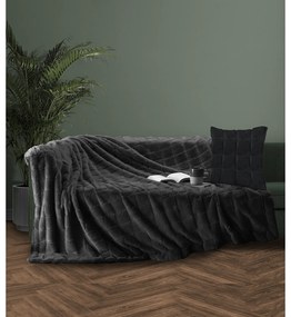 Ριχτάρι Faux Fur-Polyester Διθέσιος 180x250εκ. &amp; Μαξιλαροθήκη Nola1 Dark Grey Makis Tselios