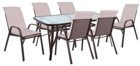 Set Dining Table 7 pieces Chairs  with Pillow &amp; Table 160x90  Brown