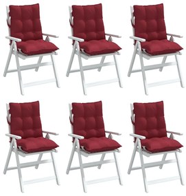 Μαξιλάρια Καρέκλας Χαμηλή Πλάτη 6 τεμ. Μπορντό Ύφασμα Oxford - Κόκκινο