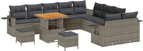 vidaXL Σετ Καναπέ Κήπου 13 pcs Γκρι συνθετικό ρατάν