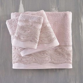 Πετσέτες Σετ 3τμχ Anika Pink Ρυθμός Σετ Πετσέτες 80x150cm 100% Cotton
