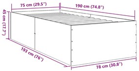 ΠΛΑΙΣΙΟ ΚΡΕΒΑΤΙΟΥ ΓΚΡΙ ΣΚΥΡΟΔΕΜΑΤΟΣ 75 X 190 ΕΚ. ΕΠΕΞΕΡΓ. ΞΥΛΟ 3280982