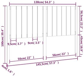 vidaXL Κεφαλάρι Κρεβατιού Μελί 145,5x4x100 εκ. από Μασίφ Ξύλο Πεύκου