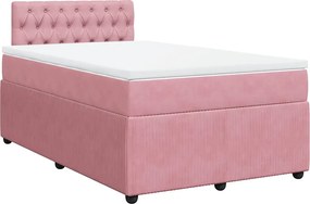 vidaXL Κρεβάτι Boxspring με Στρώμα Ροζ 120x200 εκ. Βελούδινο