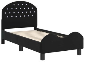 vidaXL Κρεβατική βάση για παιδιά με προσκέφαλο Μαύρο 70 x 140 cm