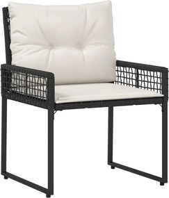 vidaXL Σετ Εξωτερικών Επίπλων με μαξιλάρι 3 pcs Μαύρο και Λευκό