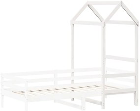 vidaXL Οροφή Κρεβατιού Παιδική Λευκό 118x70x176,5εκ. Μασίφ Ξύλο Πεύκου