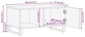 Τραπεζάκι Σαλονιού 80x51x40 εκ. από Μασίφ Ξύλο Ακακίας - Πολύχρωμο