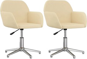vidaXL Καρέκλες Τραπεζαρίας Περιστρεφόμενες 2 τεμ. Κρεμ Υφασμάτινες