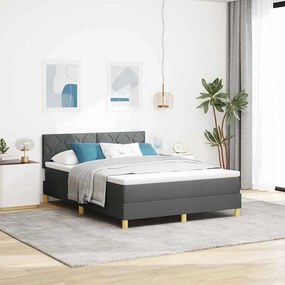 vidaXL LED Κρεβάτι με βάθρο Σκούρο Γκρι 140 x 190 cm ύφασμα