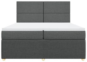 Κρεβάτι Boxspring με Στρώμα Σκούρο Γκρι 200x200 εκ. Υφασμάτινο - Γκρι