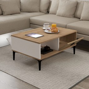 Τραπεζάκι Σαλονιού Sapphire Δρυς / Λευκό PAFLO 90x60x18