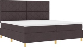 vidaXL LED Κρεβάτι με βάθρο Σκούρο Καφέ 200 x 200 cm ύφασμα