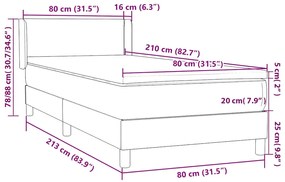 BOX SPRING ΚΡΕΒΑΤΙ ΜΕ ΣΤΡΩΜΑ ΣΚΟΥΡΟ ΓΚΡΙ 80X210 ΕΚ. ΒΕΛΟΥΔΙΝΟ 3317926