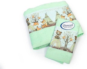 Σετ Πετσέτες 2τμχ Μπεμπέ Βαμβακερές Forest Animals 337 Mint DimCol