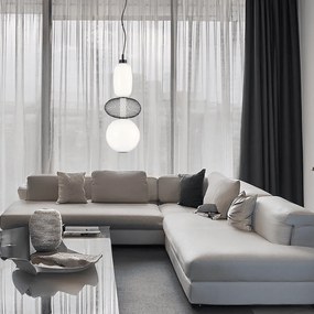 LED Κρεμαστό Φωτιστικό Arame 23W 3000K Οπαλίνα Μαύρο