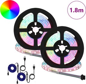 vidaXL Λωρίδα LED 2 pcs Μαύρο και Διαφανές 900 χιλιοστά
