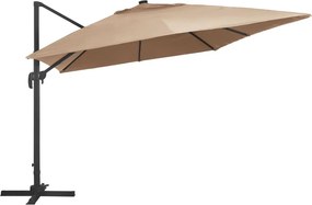 vidaXL Ομπρέλα Κήπου Κρεμαστή Taupe 400x300 εκ. Ιστός Αλουμινίου &amp; LED