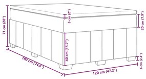 Κρεβάτι Boxspring με Στρώμα Σκούρο Γκρι 120x190 εκ Υφασμάτινο - Γκρι