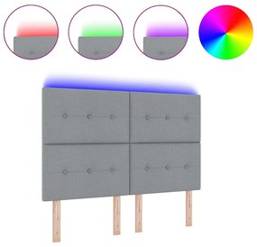 vidaXL LED Κεφαλάρι με φώτα λωρίδας LED Ανοιχτό γκρι 160 cm ύφασμα