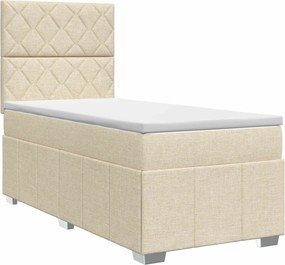 vidaXL Κρεβάτι box spring με στρώμα Κρεμ 90 x 200 cm Ύφασμα