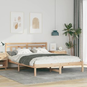 vidaXL Σκελετός Κρεβατιού Καφέ 150 x 200 εκ. Μασίφ ξύλο πεύκου