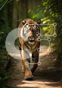 Intra Συλλεκτικό Ξύλινο Παζλ Plywood  4mm - Majestic Tiger που περπατά μέσα στο δάσος Σε Ξύλινο Κουτί - Διαστάσεις: 10x10 cm – 25 κομμάτια
