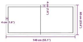 Ράφι Τοίχου Σκούρο Καφέ 140x60x(2-4) εκ. Επεξ. Μασίφ Ξύλο Δρυός - Καφέ