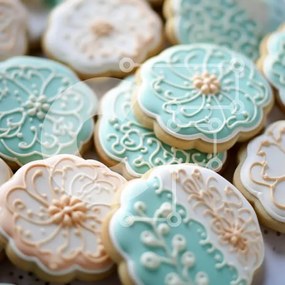 Σετ των 2 Intra Συλλεκτικό Ξύλινο Παζλ Plywood  4mm - Διακοσμημένα μπισκότα με λουλουδάτα σχέδια Σε Ξύλινο Κουτί - Διαστάσεις: 10x10 cm – 25 κομμάτια