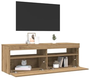 vidaXL Έπιπλο Τηλεόρασης με LED Αρτισιανή Δρυς 120x35x40 εκ Επεξ.Ξύλο