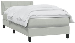 vidaXL Box Spring κρεβάτι με στρώμα ανοιχτό γκρι 90x220 εκ. Βελούδινο