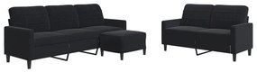 vidaXL Σετ Σαλονιού 3 Τεμαχίων Μαύρο από Βελούδο με Μαξιλάρια