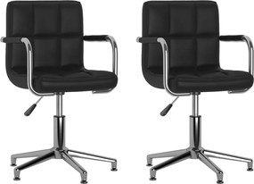 vidaXL Καρέκλες Τραπεζαρίας Περιστρεφόμενες 2 τεμ. Μαύρες Συνθ. Δέρμα