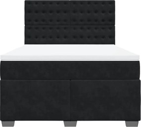 vidaXL Κρεβάτι Boxspring με Στρώμα Μαύρο 140x200 εκ. Βελούδινο