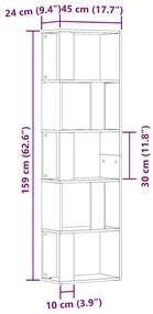 Ντουλάπι βιβλίων Παλιό ξύλο 45x24x159 cm Κατασκευασμένο ξύλο - Καφέ